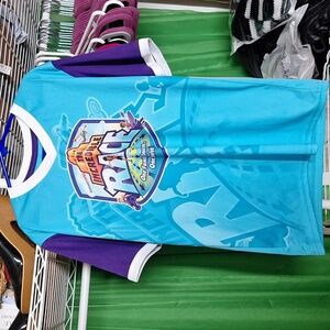 ANSWER VBS BLUE V-NECK T-SHIRT SIZE YOUTH LARGE (12/14) unisex